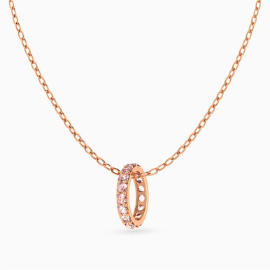 Circle Rose Stone Necklace in 14K Gold - 101051800253421