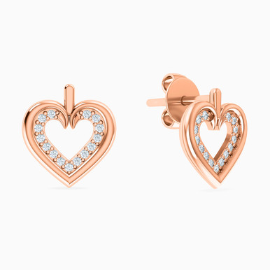 Heart Shaped Diamond Stud Earrings in 18K Gold - 141202200033001