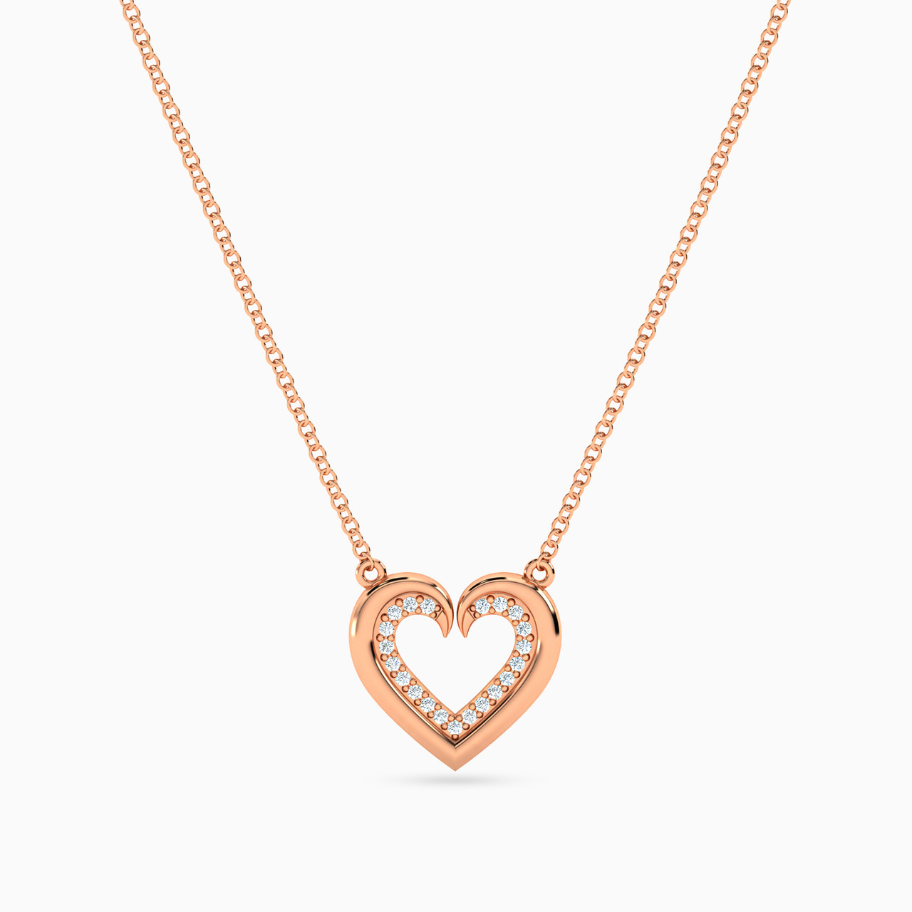 Heart Shaped Diamond Pendant with 18K Gold Chain