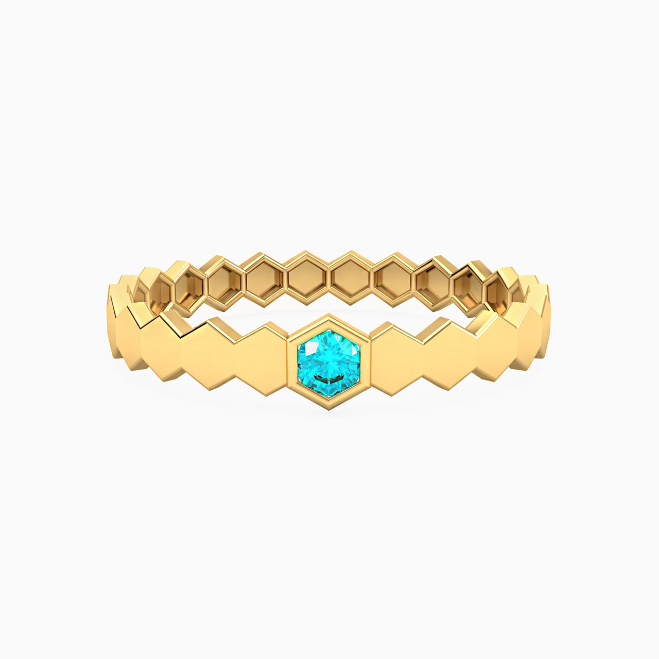 14K Gold Colored Stones Statement Ring