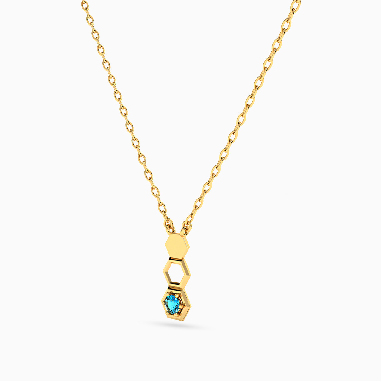 14K Gold Colored Stones Pendant Necklace