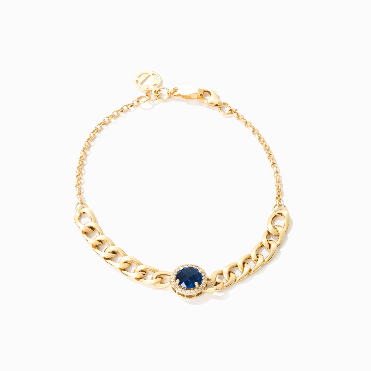 18K Gold Colored Stones Chain Bracelet