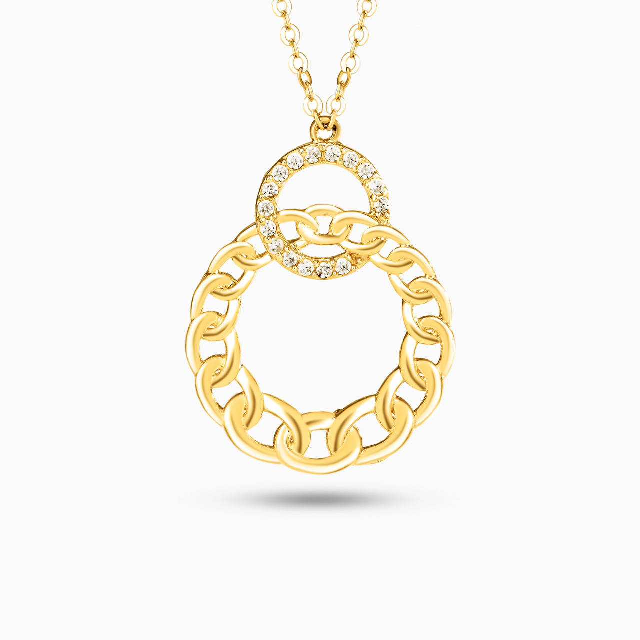 18K Gold Cubic Zirconia Pendant Necklace