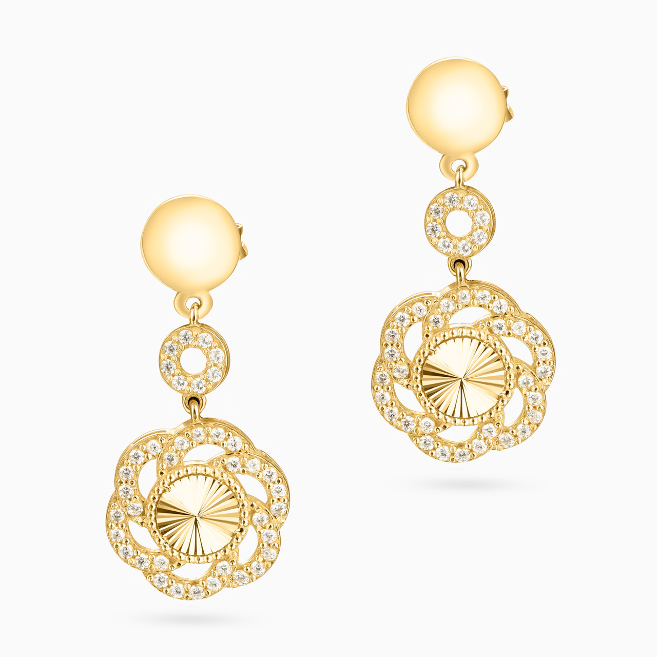 18K Gold Cubic Zirconia Drop Earring