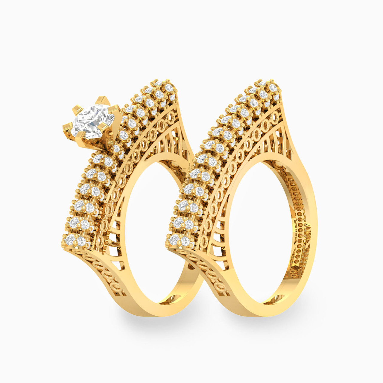 18K Gold Cubic Zirconia Twin Rings