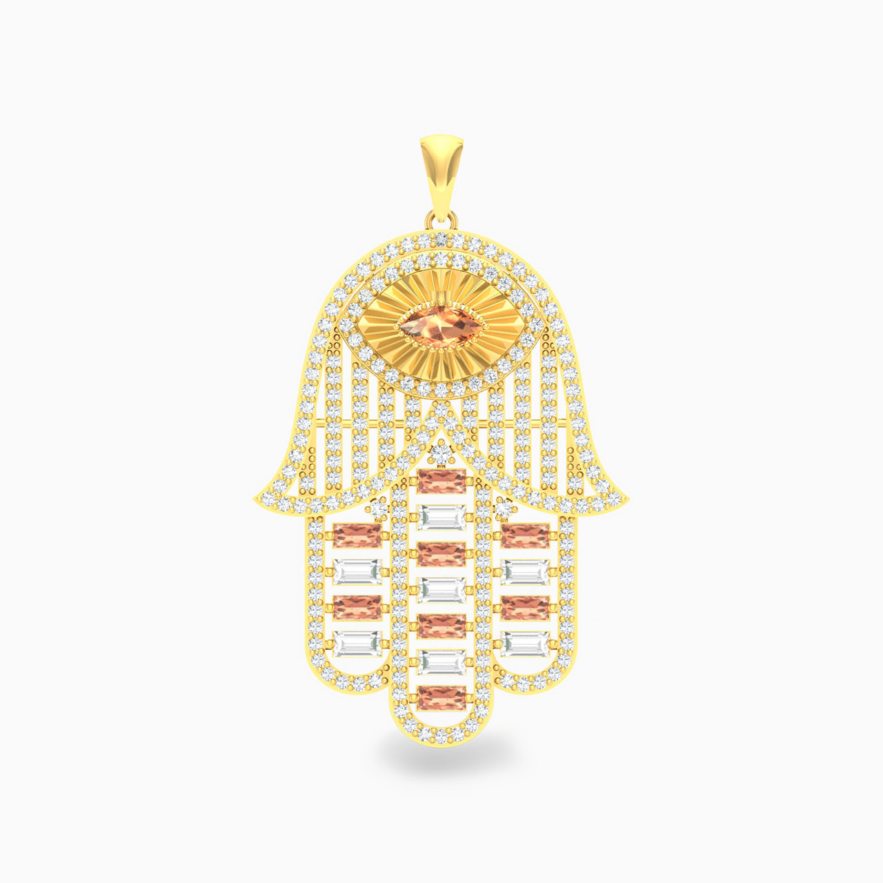 18K Gold Colored Stones Pendant