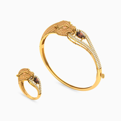 Pear Colored Stones Jewelry Set in 18K Gold (2 Pieces) - 313111800052001