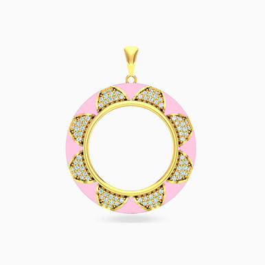 Circle Cubic Zirconia & Enamel Coated Pendant in 18K Gold - 313041800032001 Circle Cubic Zirconia & Enamel Coated Pendant in 18K Gold - 313041800032001