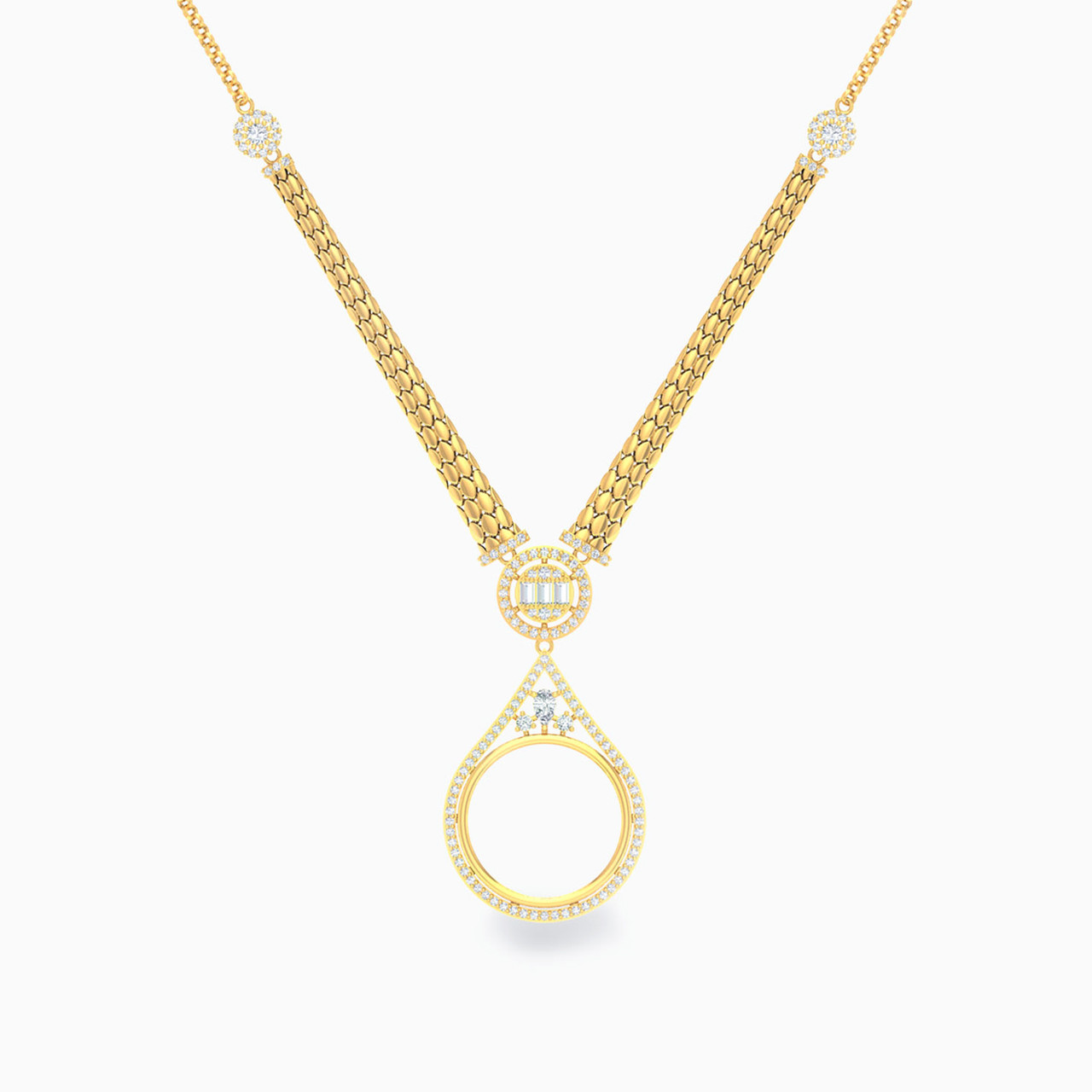 18K Gold Cubic Zirconia Pendant Necklace