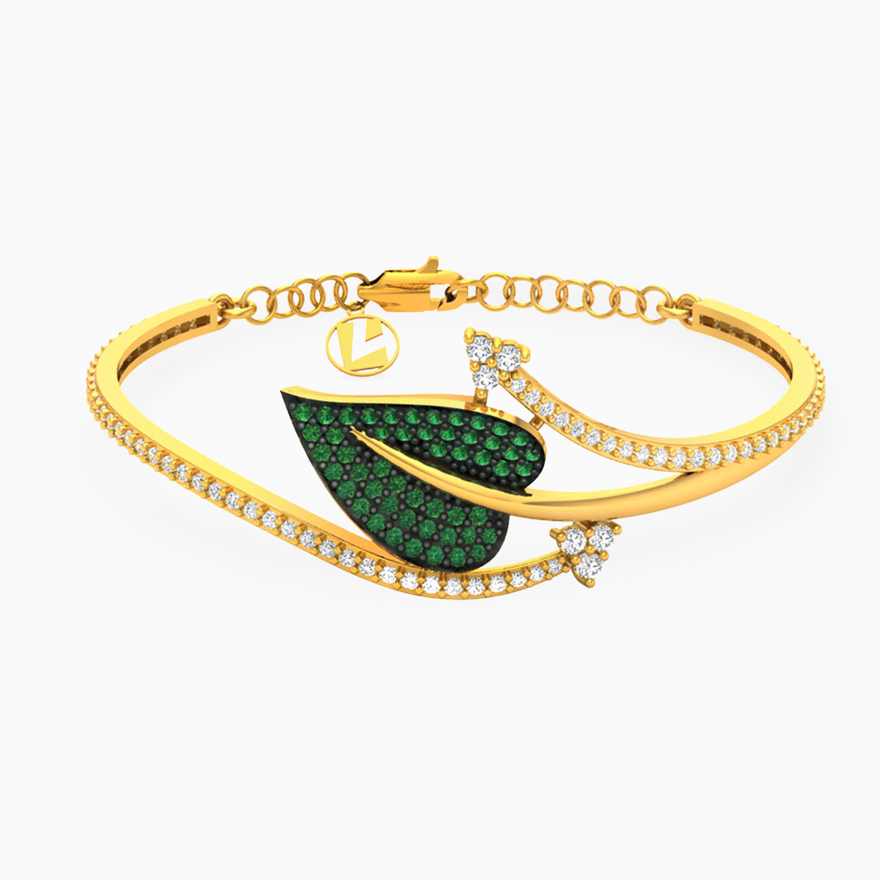 Kids 18K Gold Colored Stones Bangle Bracelet