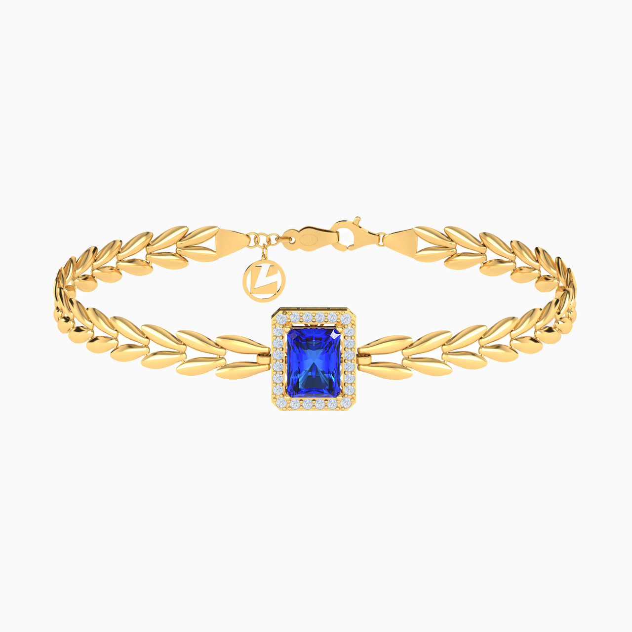 18K Gold Colored Stones Chain Bracelet