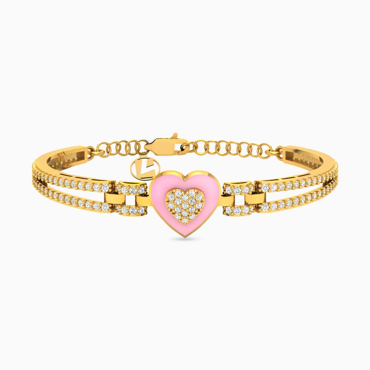 Kids 18K Gold Enamel Coated & Cubic Zirconia Bangle Bracelet