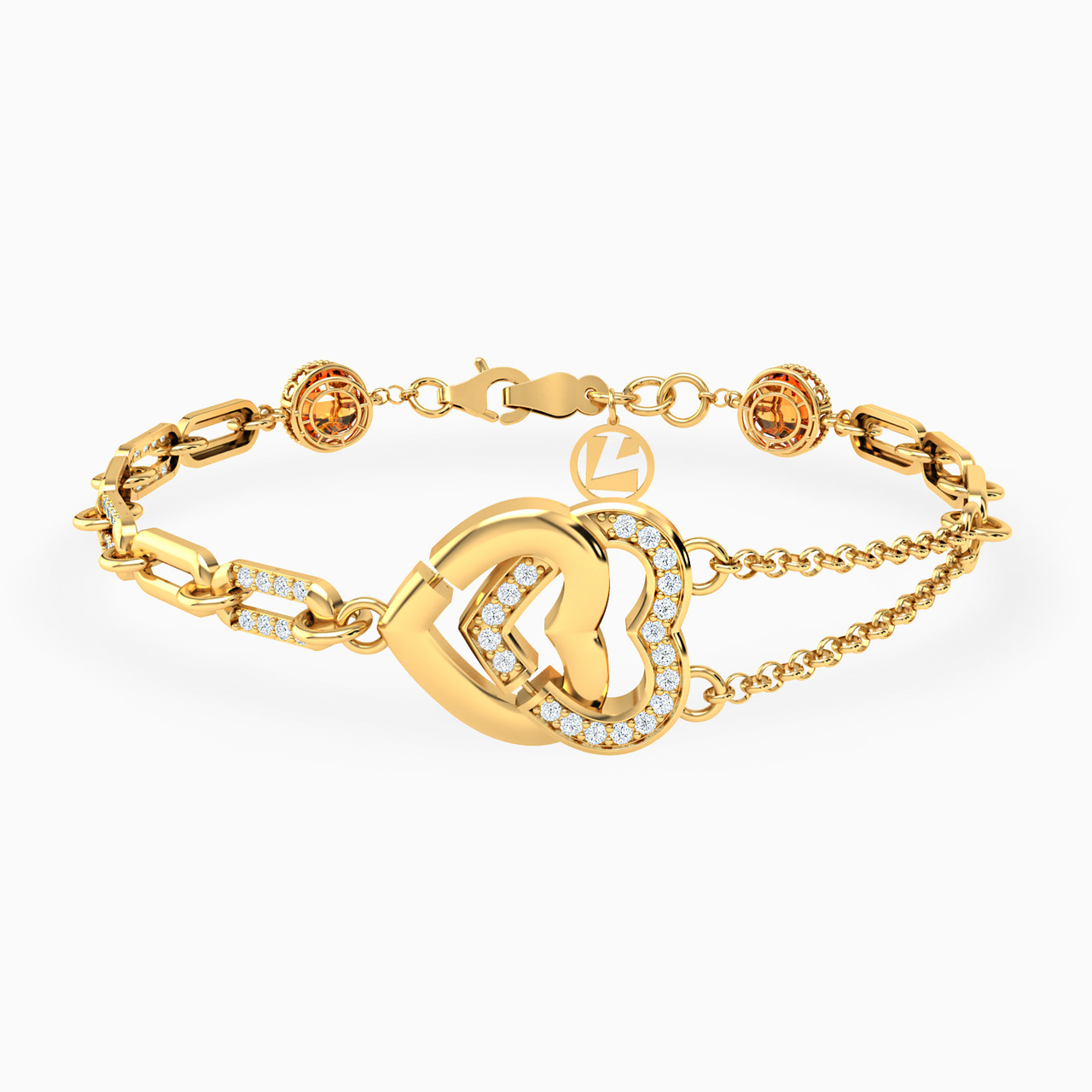 18K Gold Cubic Zirconia Chain Bracelet