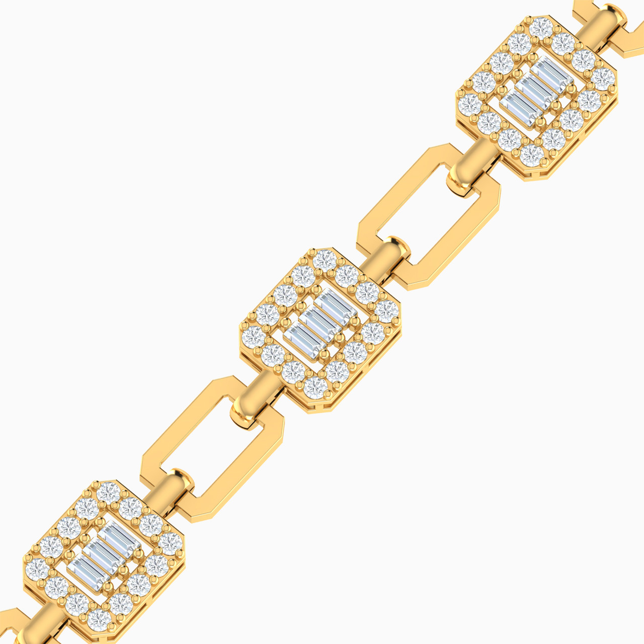 18K Gold Cubic Zirconia Chain Bracelet