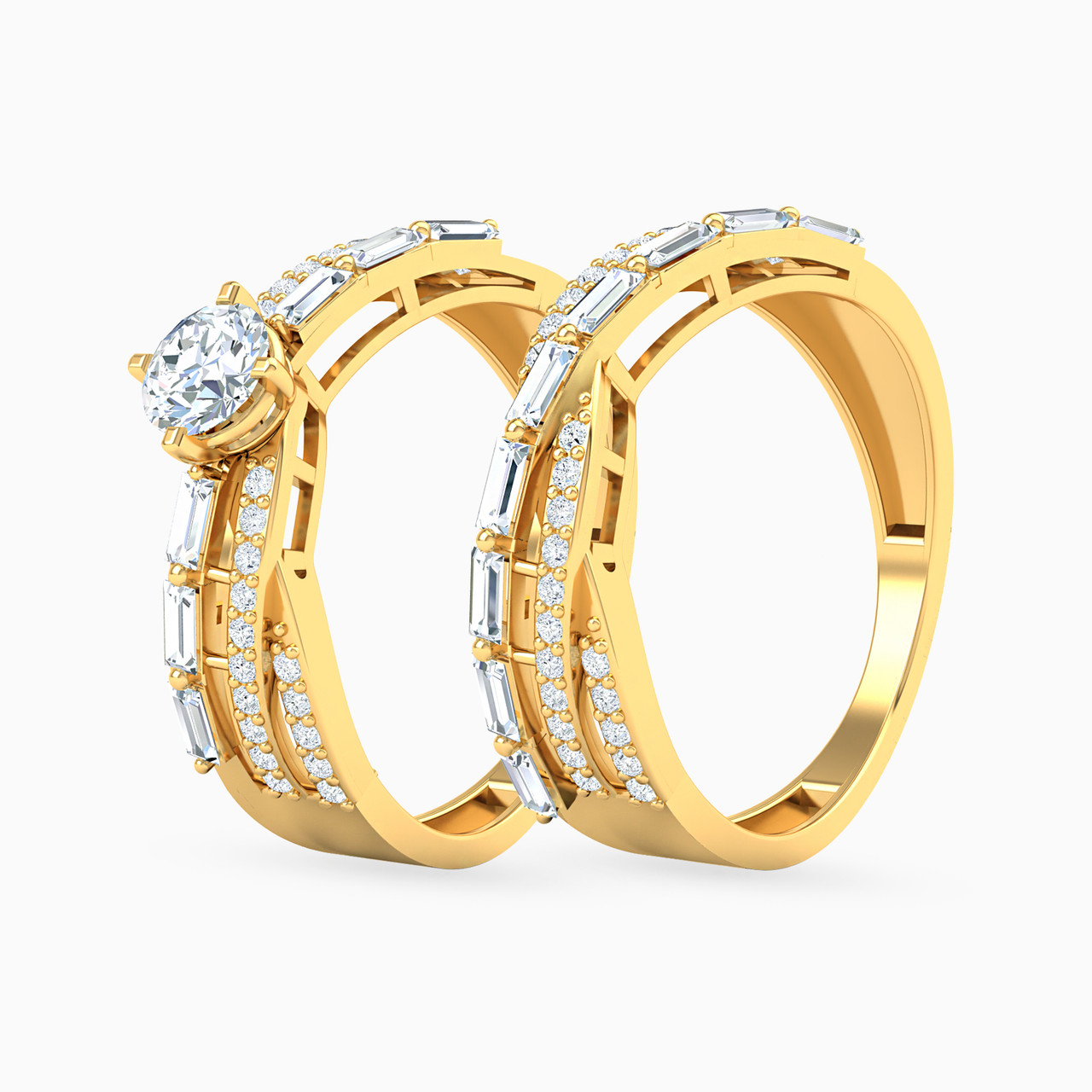 18K Gold Cubic Zirconia Twin Rings