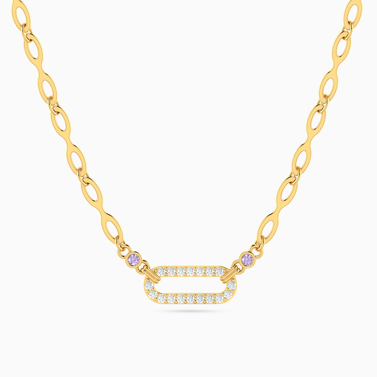 14K Gold Cubic Zirconia Pendant Necklace