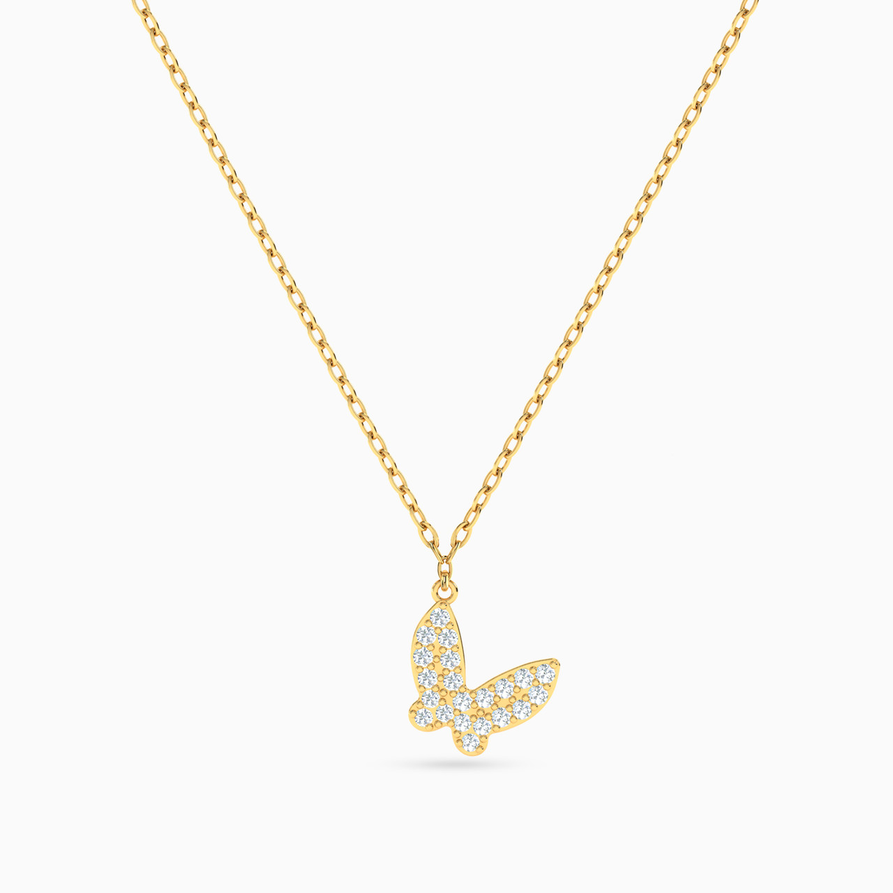 14K Gold Cubic Zirconia Pendant Necklace