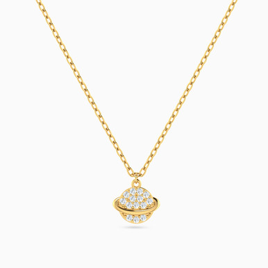 Planet Cubic Zirconia Necklace in 14K Gold - 102051800832401