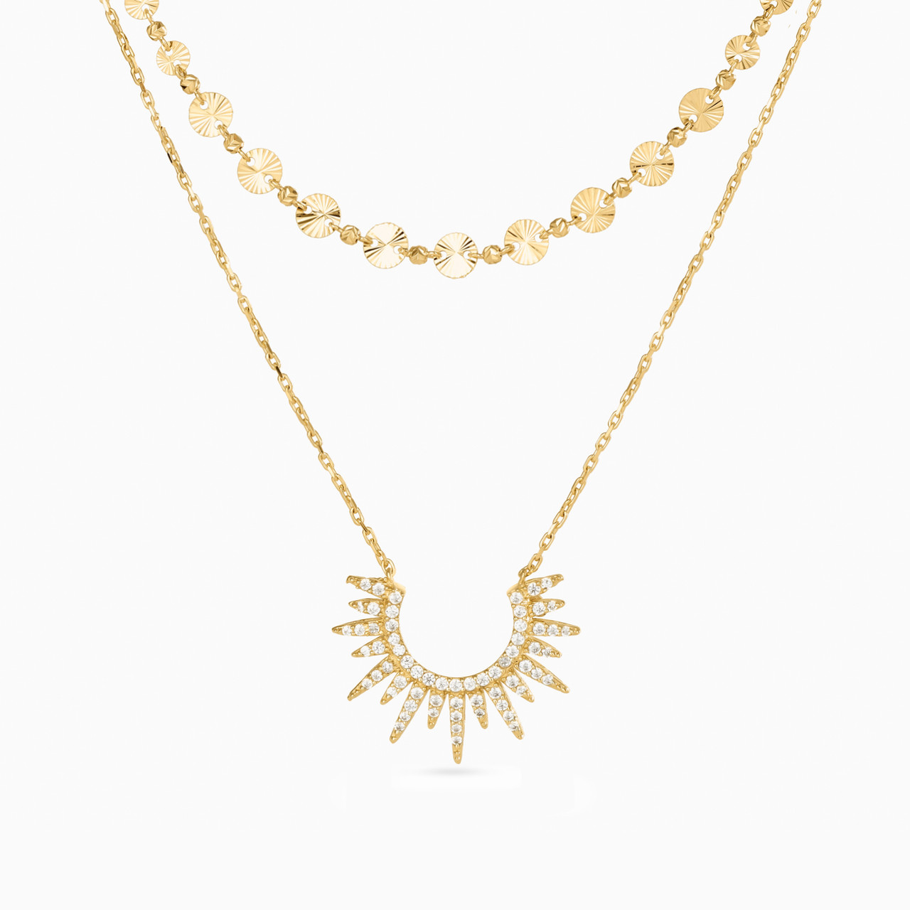 18K Gold Cubic Zirconia Layered Necklace