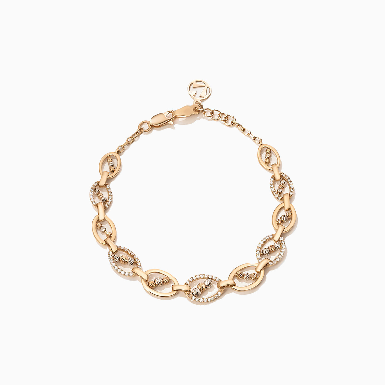 18K Gold Cubic Zirconia Chain Bracelet