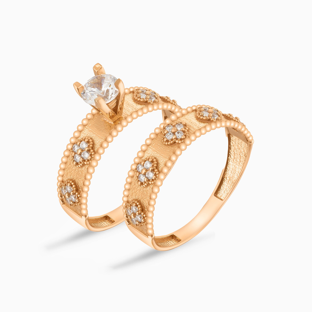 21K Gold Cubic Zirconia Twin Rings