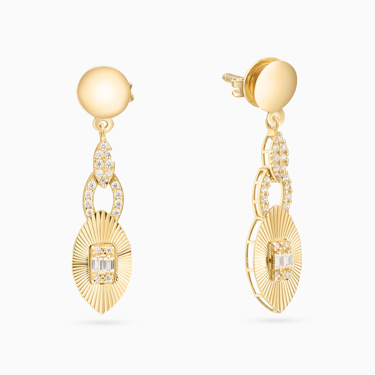 18K Gold Cubic Zirconia Drop Earrings