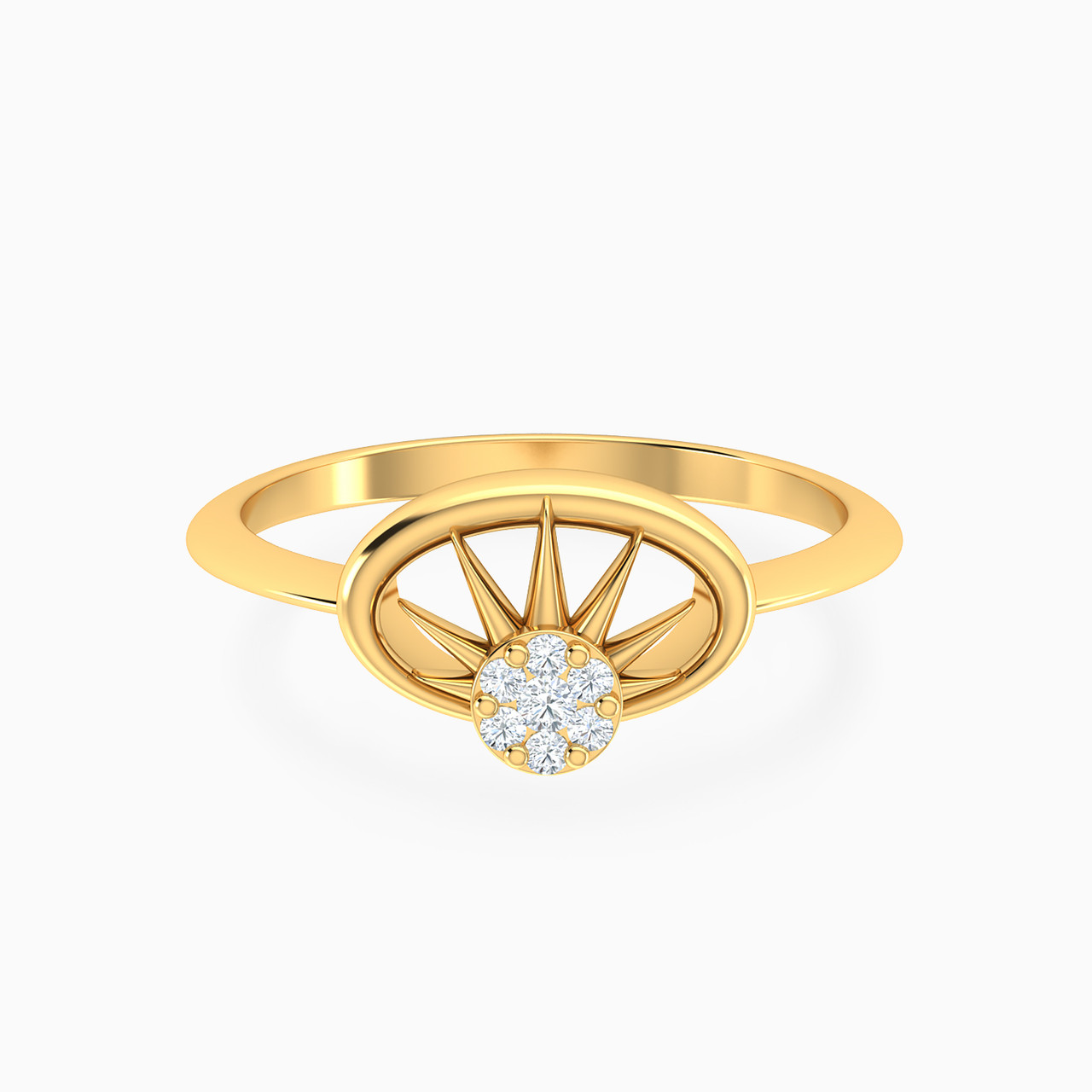 Round Shaped Diamond Statement Ring in 18K Gold