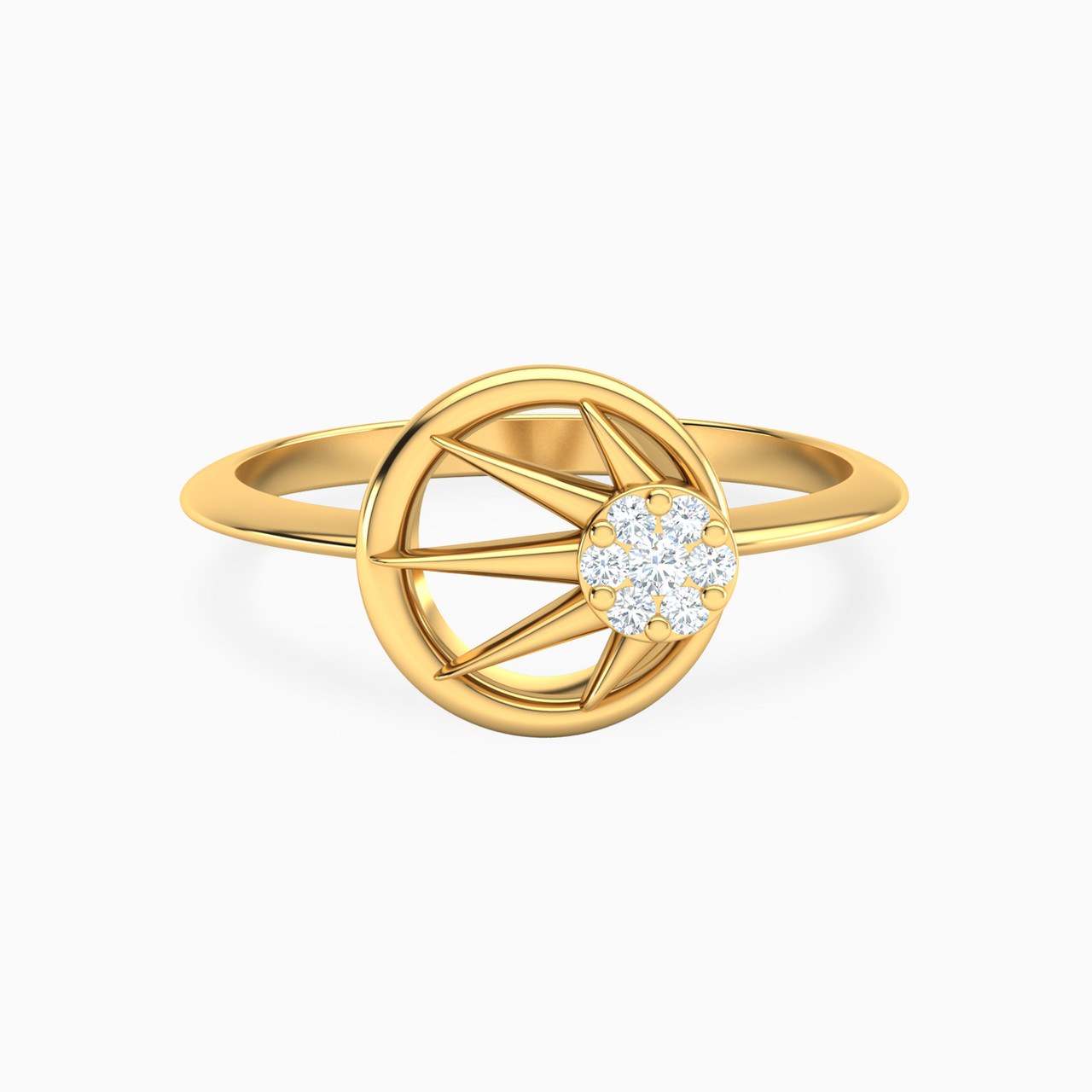 Round Shaped Diamond Statement Ring in 18K Gold