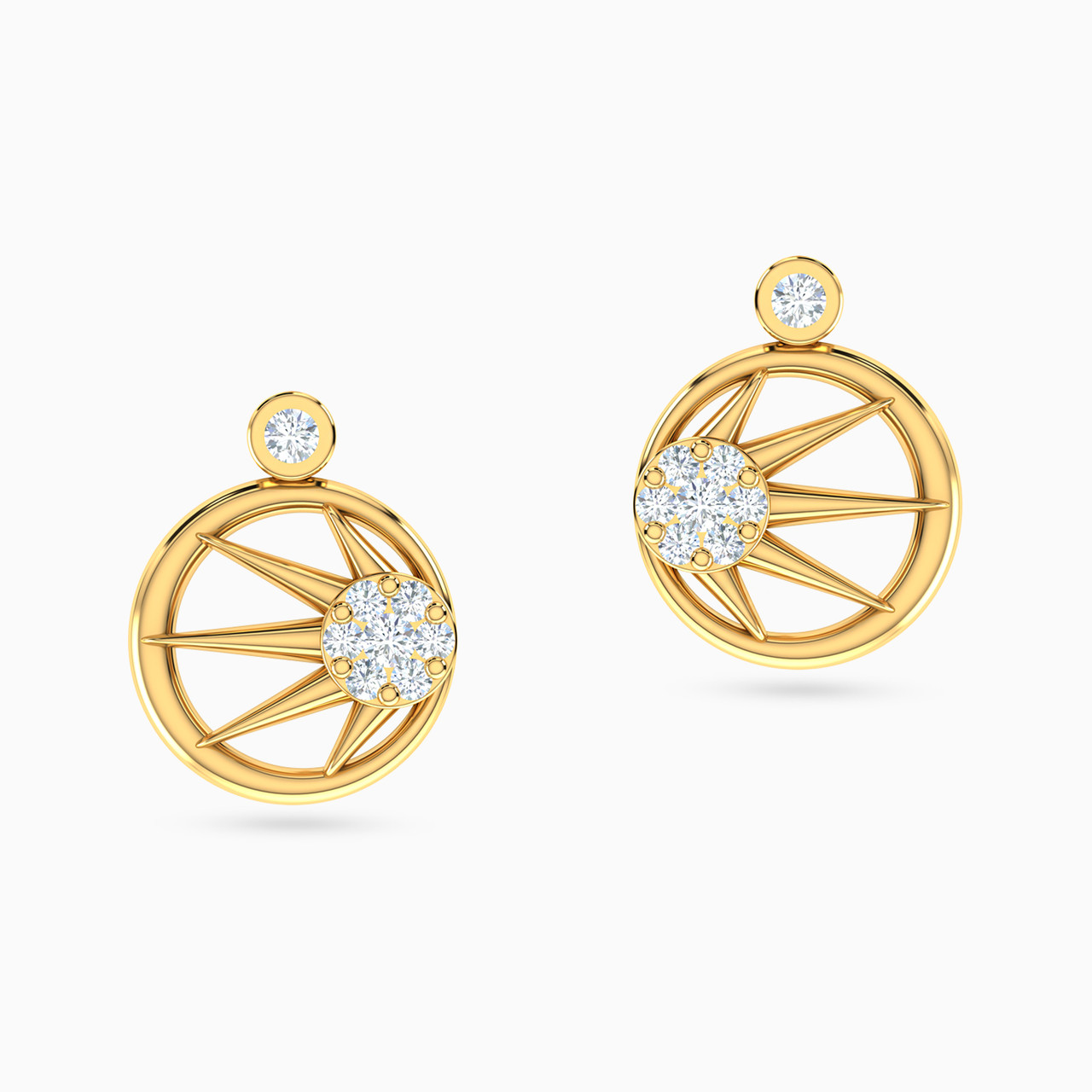 Round Shaped Diamond Stud Earrings in 18K Gold