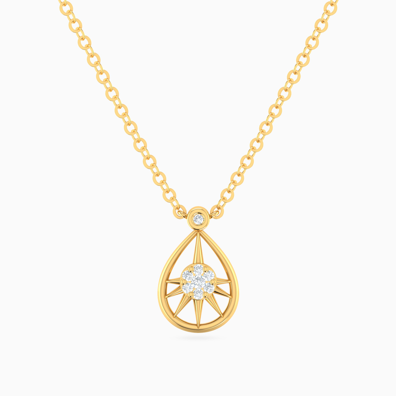 Pear Shaped Diamond Pendant Necklace with 18K Gold Chain