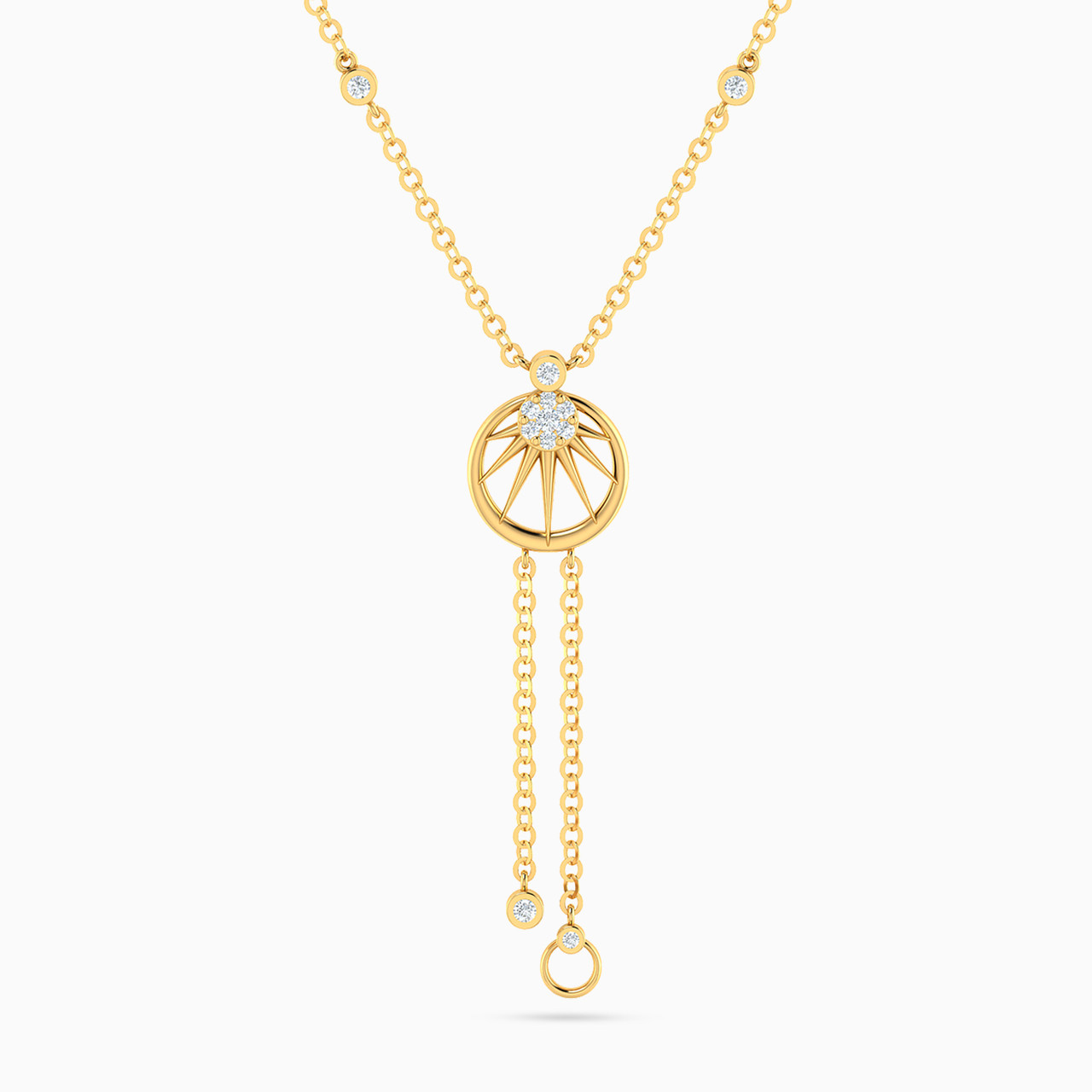 Round Shaped Diamond Pendant Necklace with 18K Gold Chain