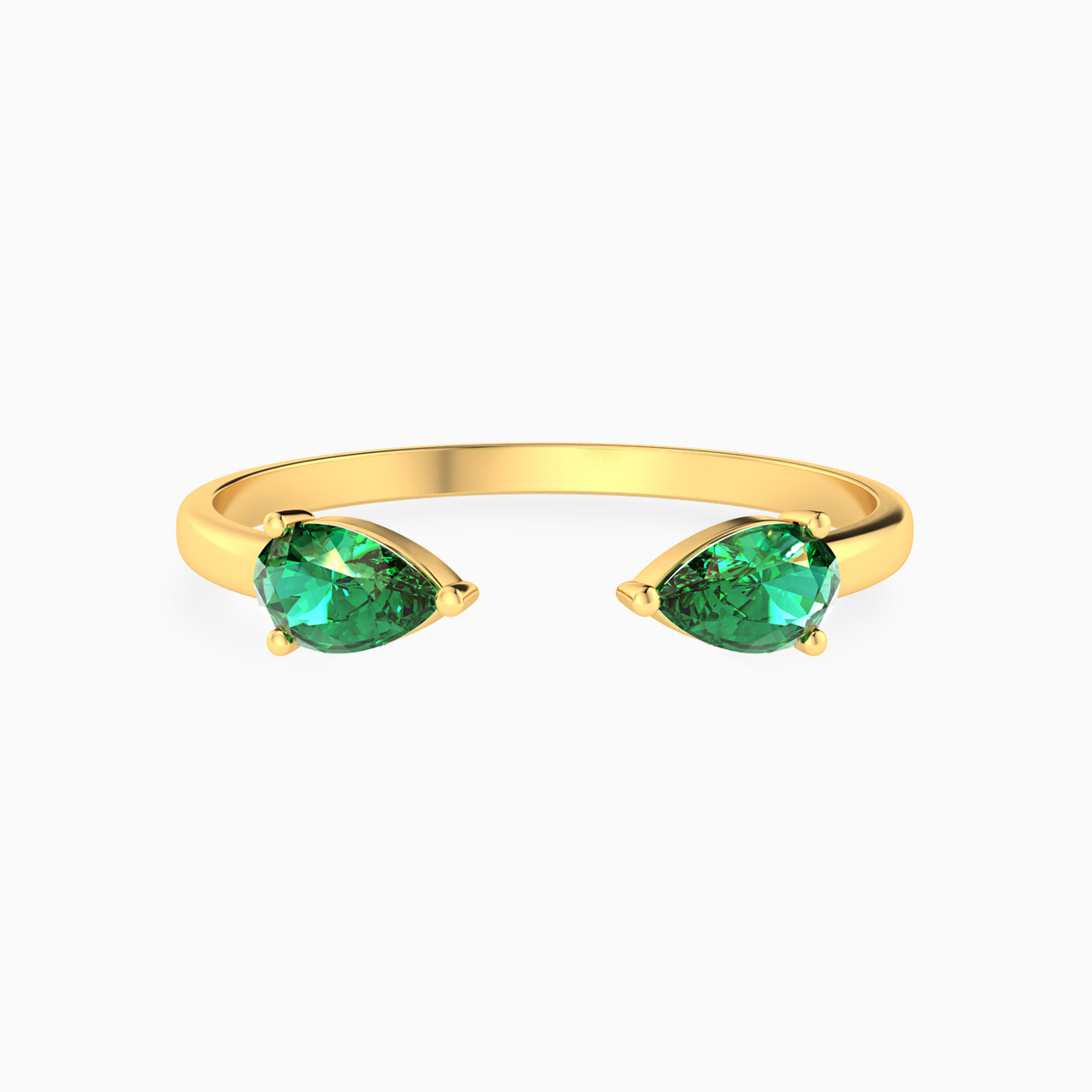 Teardrop Shaped Colored Stones Two-Headed Ring in 14K Gold