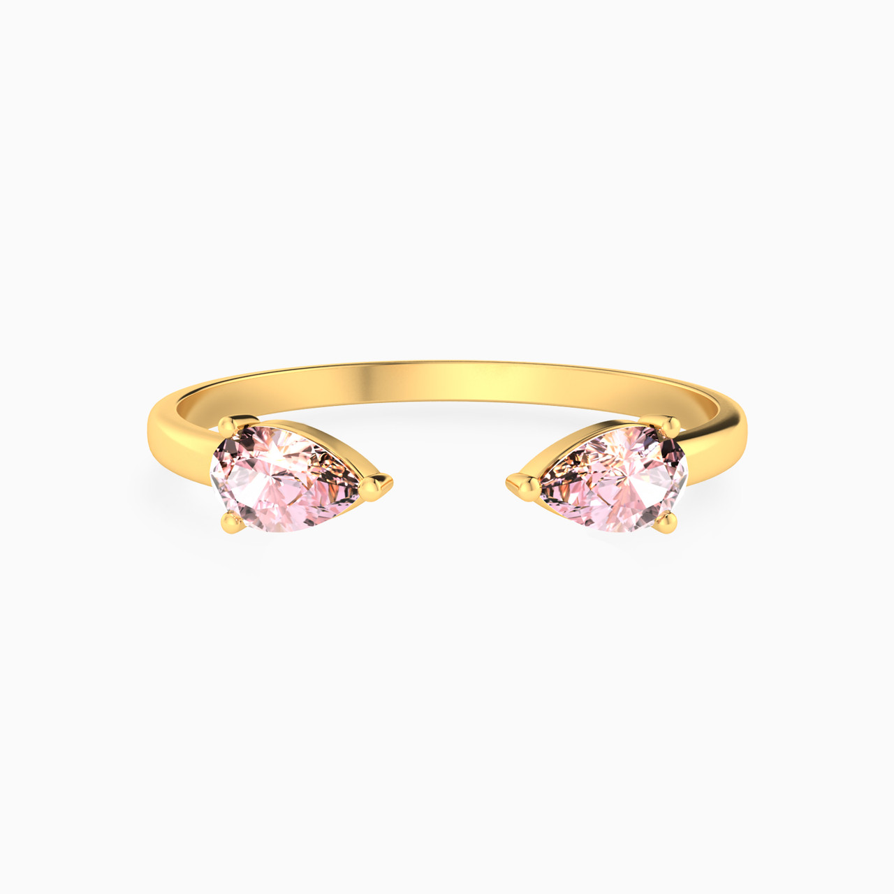 Teardrop Shaped Colored Stones Two-Headed Ring in 14K Gold