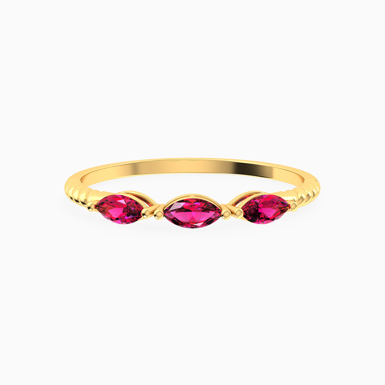 Marquise Shaped Colored Stones Statement Ring in 14K Gold