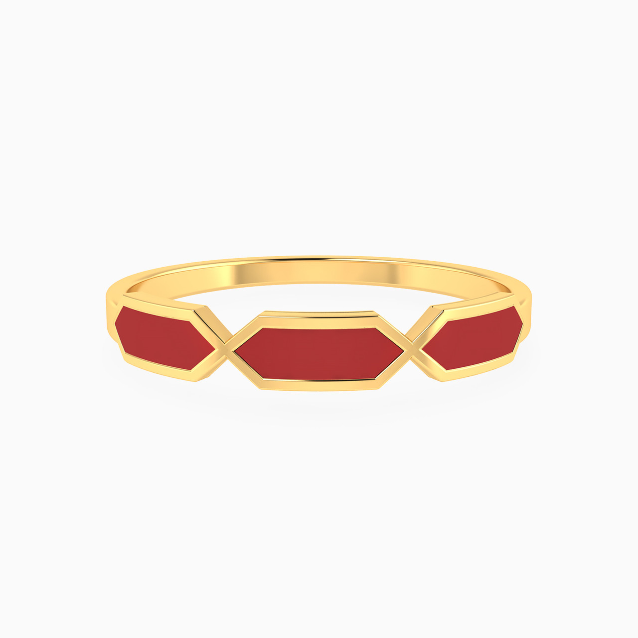 Abstract Shaped Enamel Coated Statement Ring in 14K Gold