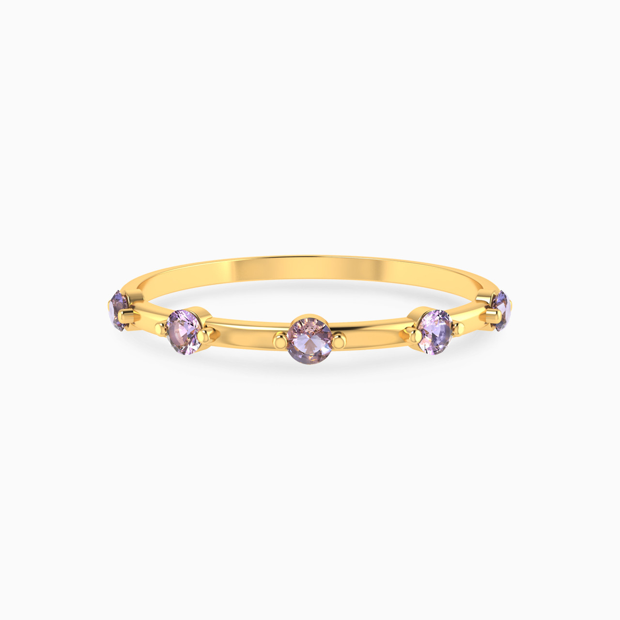 Round Shaped Colored Stones Statement Ring in 14K Gold