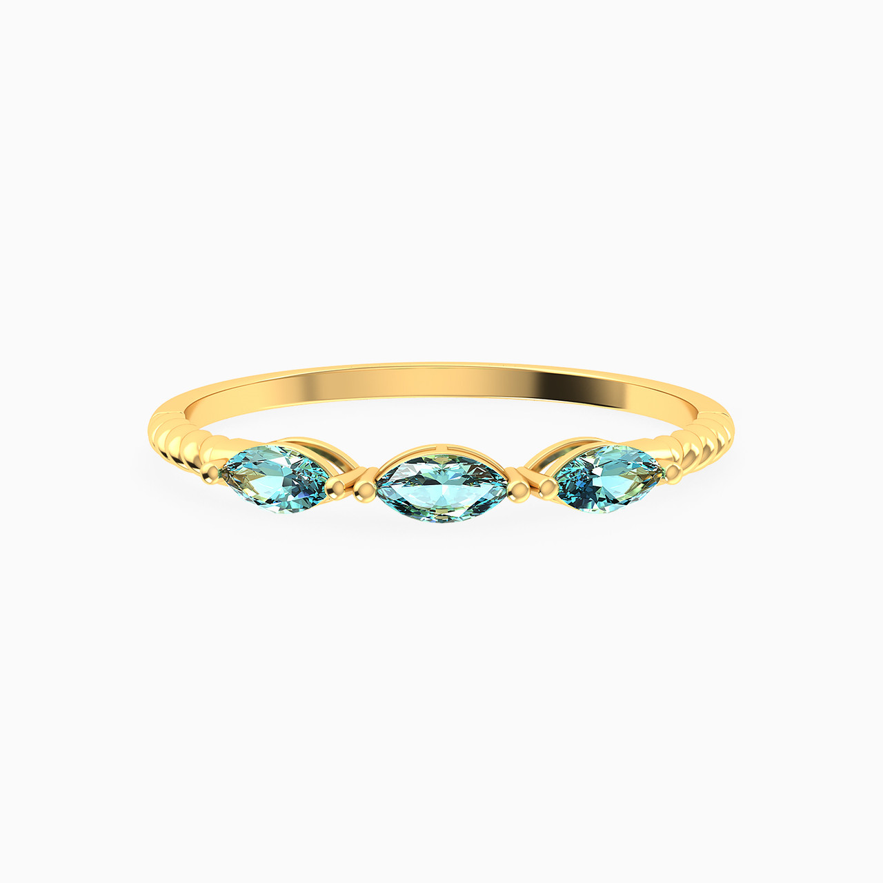 Marquise Shaped Colored Stones Statement Ring in 14K Gold 