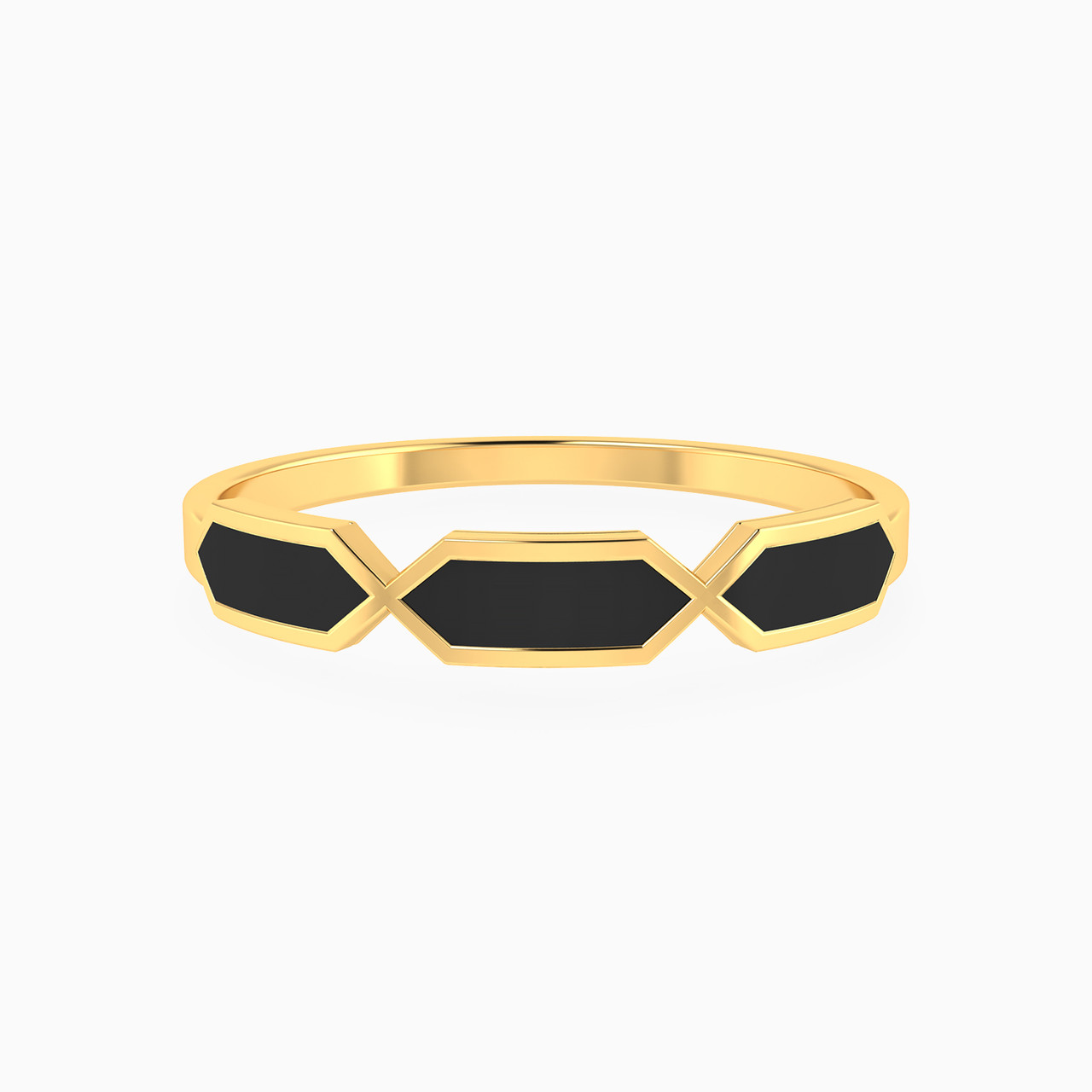  Abstract Shaped Enamel Coated Statement Ring in 14K Gold 