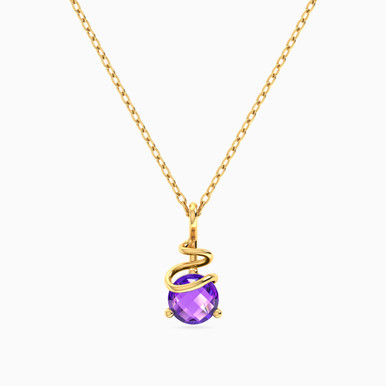 Circle Purple Stone Necklace in 14K Gold - 102051801072401