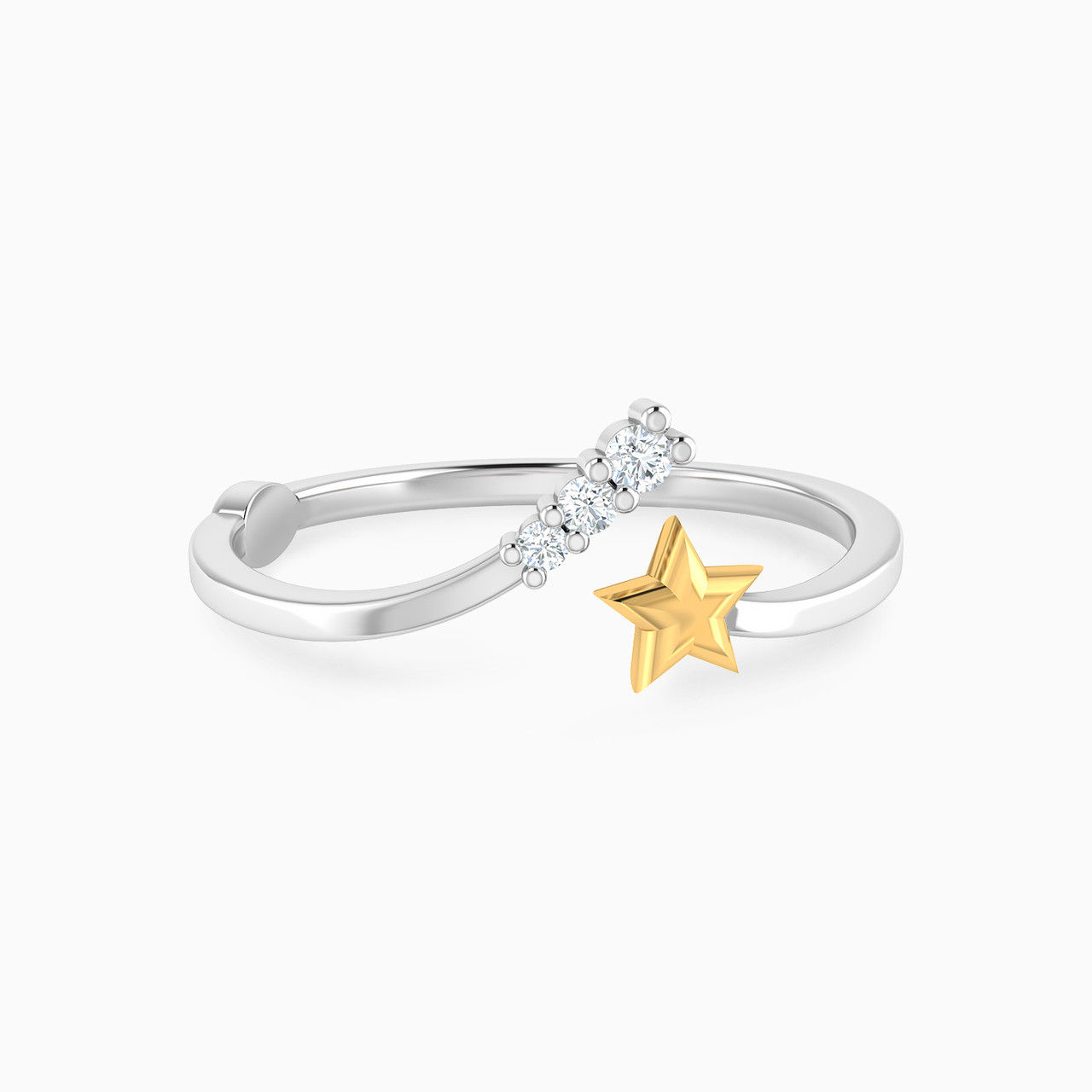 Star Shaped Diamond Two-Headed Ring in 18K Gold