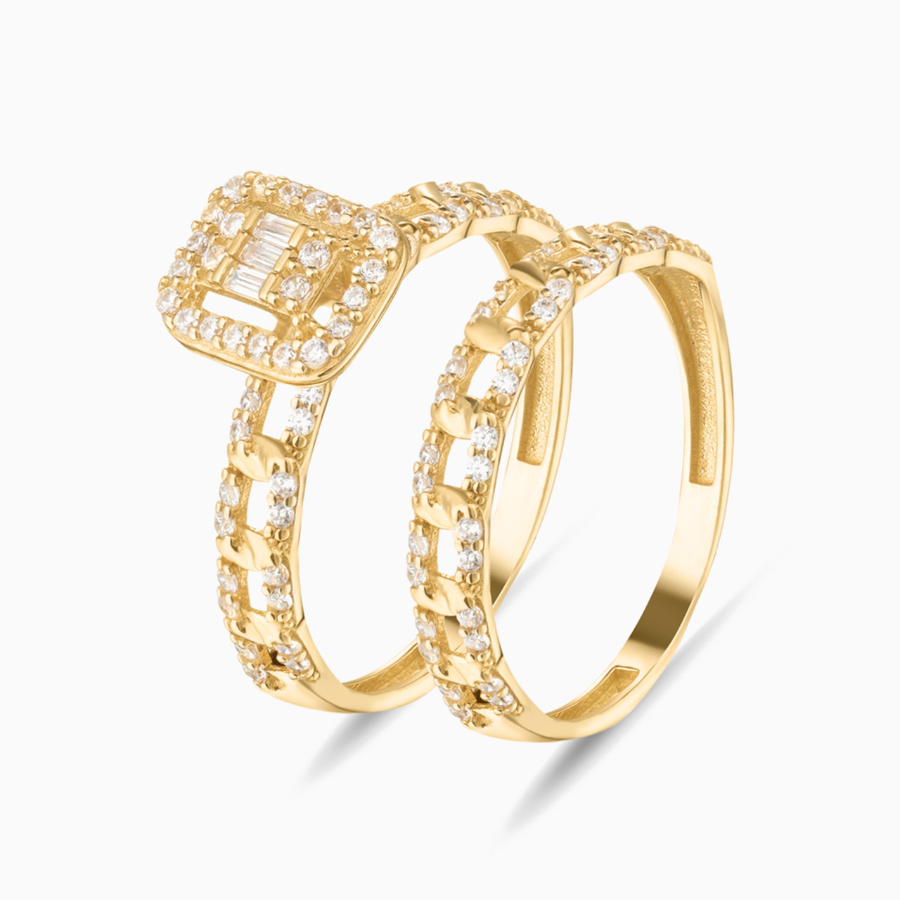 18K Gold Cubic Zirconia Twin Rings