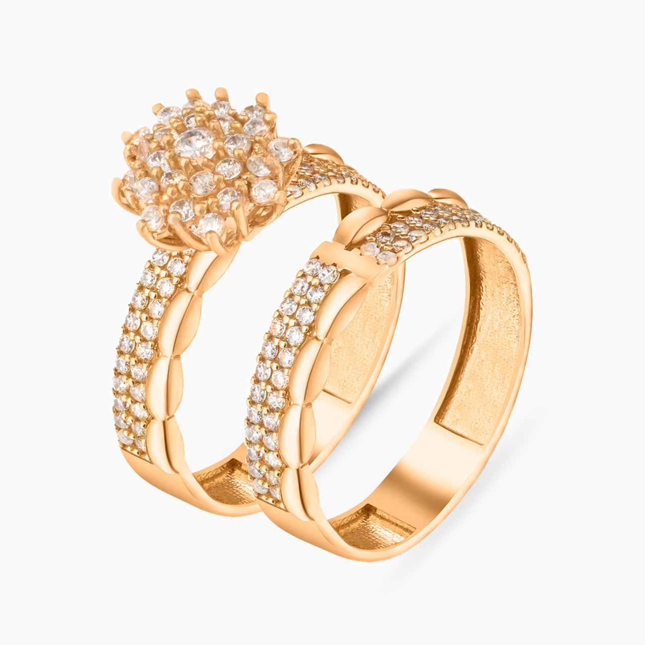 21K Gold Cubic Zirconia Twin Rings