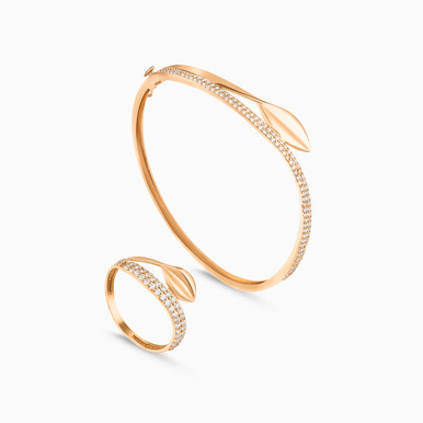 Leaf Cubic Zirconia Half Set in 21K Gold (2 Pieces) - 423111803752001