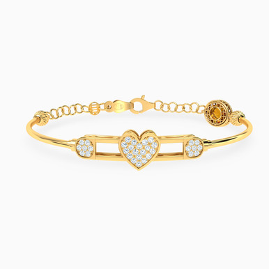 Heart Cubic Zirconia Bangle Bracelet in 18K Gold - 113091100122001