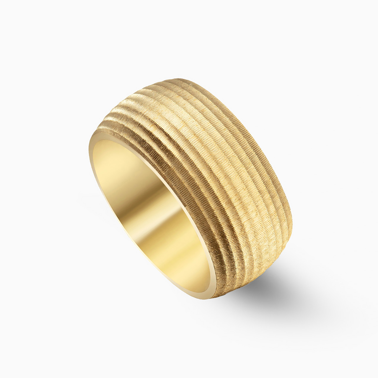 Wide Textured Wedding Band in 18K Gold -Size 18