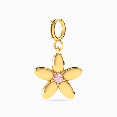 Flower Shaped Rose Stone Charm in 14K Gold - 101141800122001
