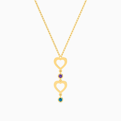 Heart Colored Stones Necklace in 14K Gold - 102051400032401