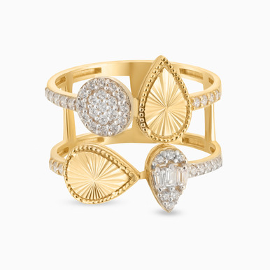 Pear Cubic Zirconia Ring in 18K Gold - 113027900352171