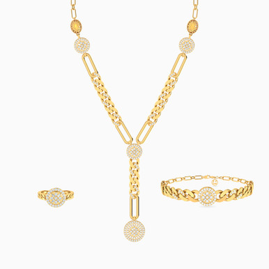 Cubic Zirconia Full Set in 18K Gold (3 Pieces) - 113016501052001 Cubic Zirconia Full Set in 18K Gold (3 Pieces) - 113016501052001