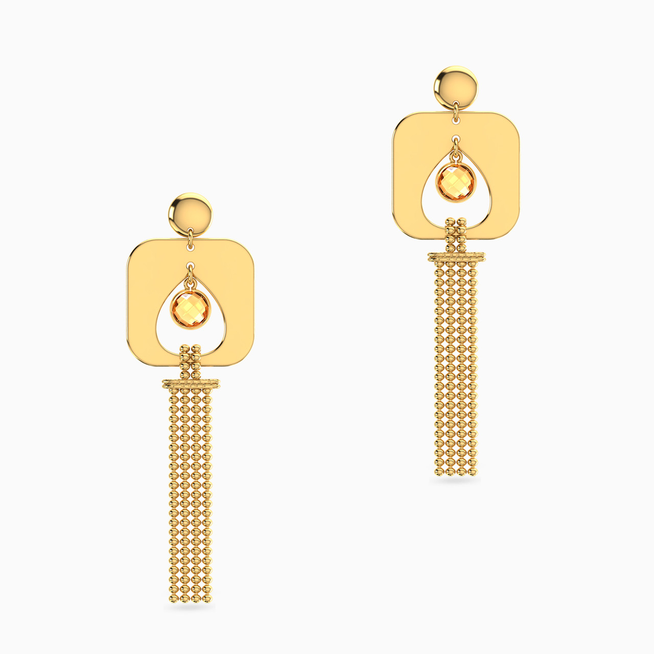 18K Gold Colored Stones Drop Earrings